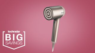 Shark HyperAir hair dryer on a pink background