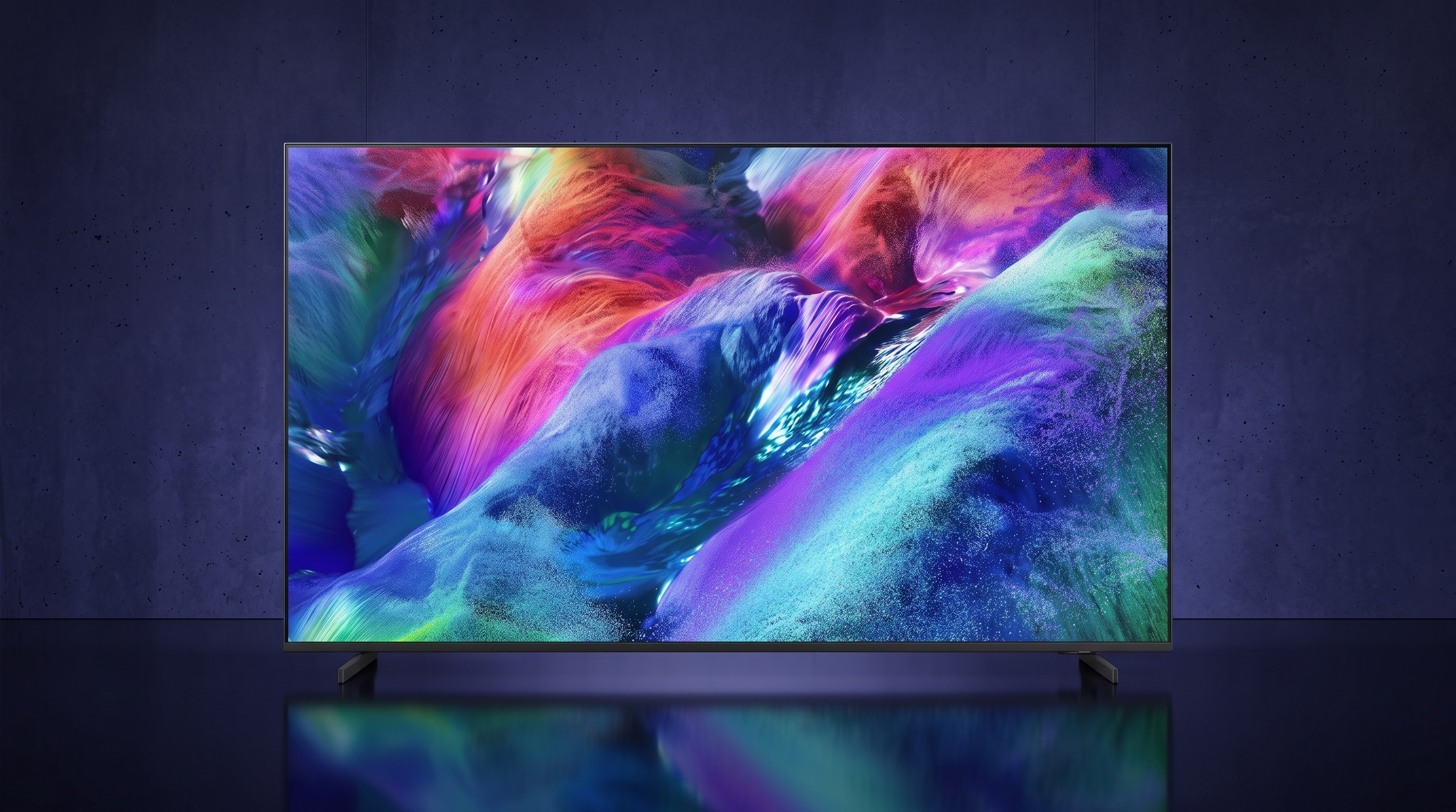 A Samsung R85H TV on a concrete background
