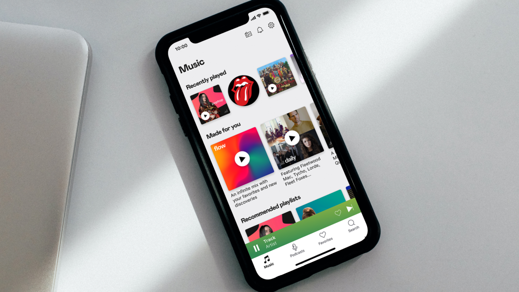 A promo image of the Deezer app open on a smartphone
