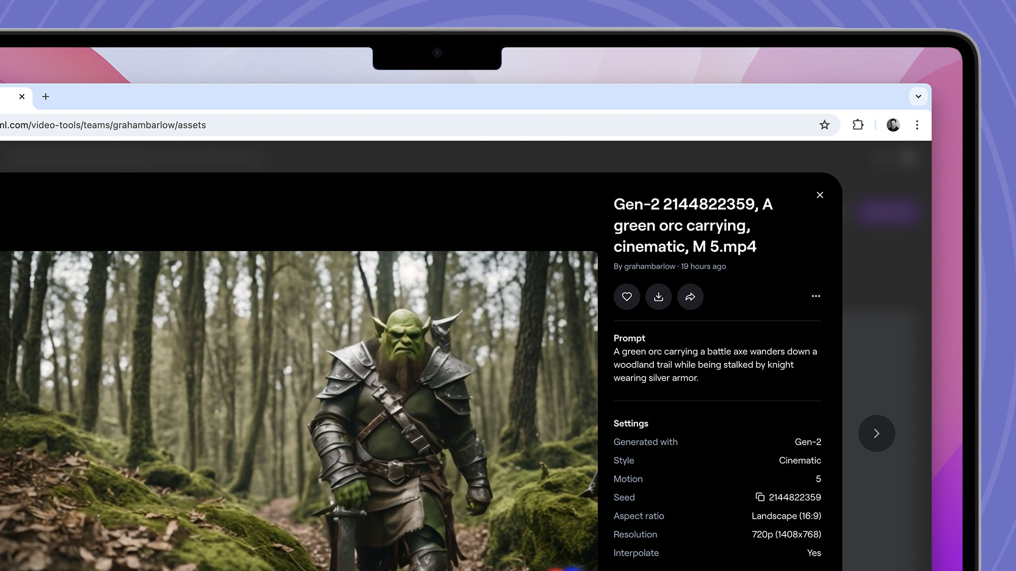 Orc created in Runway, Gen 2