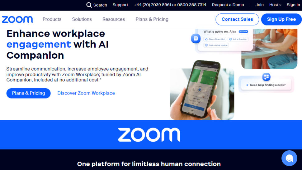 Website screenshot for Zoom