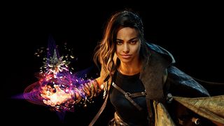 best new games: Forspoken protagonist Fey looking at you, something magical hovering above her outstretched hand