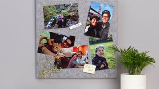 Some Google Photos prints pinned to a wall