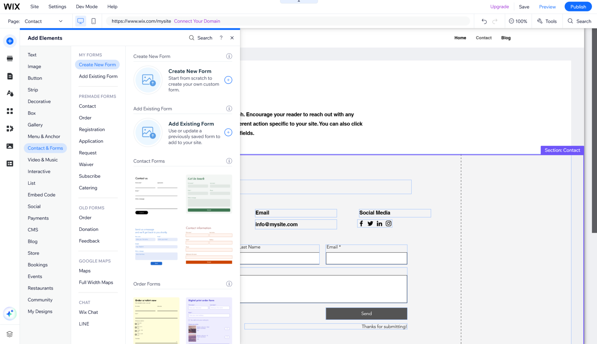 Wix forms