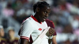 Juventus forward Jonathan David in action for Canada