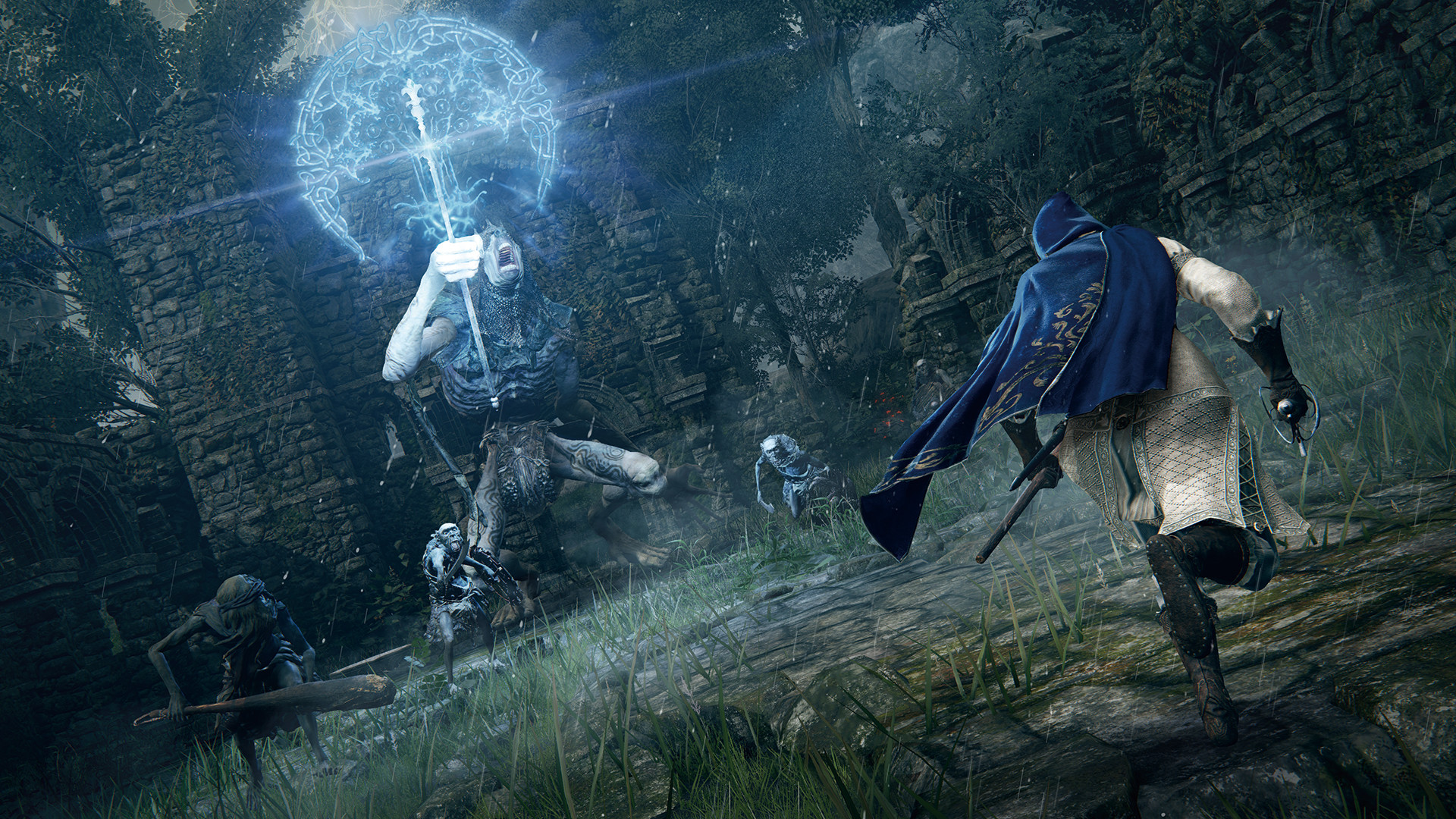 An Elden Ring player squaring off against a boss