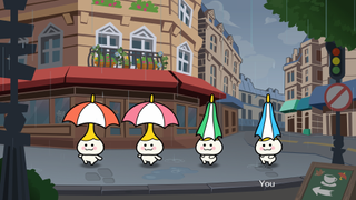 A Rhythm Paradise Groove promotional screenshot showing a beat-basted mini-game.
