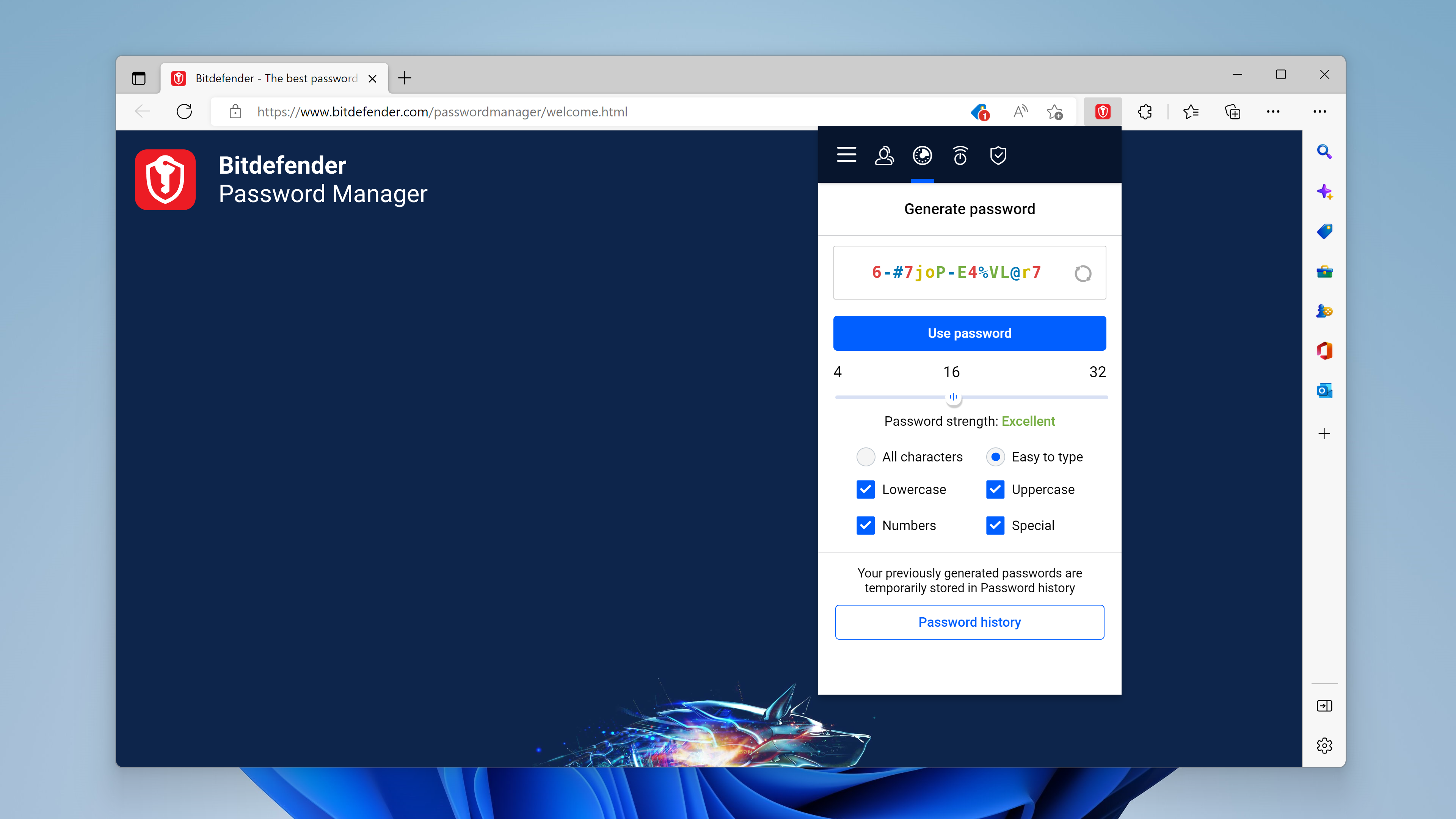 Bitdefender Password Manager password generator