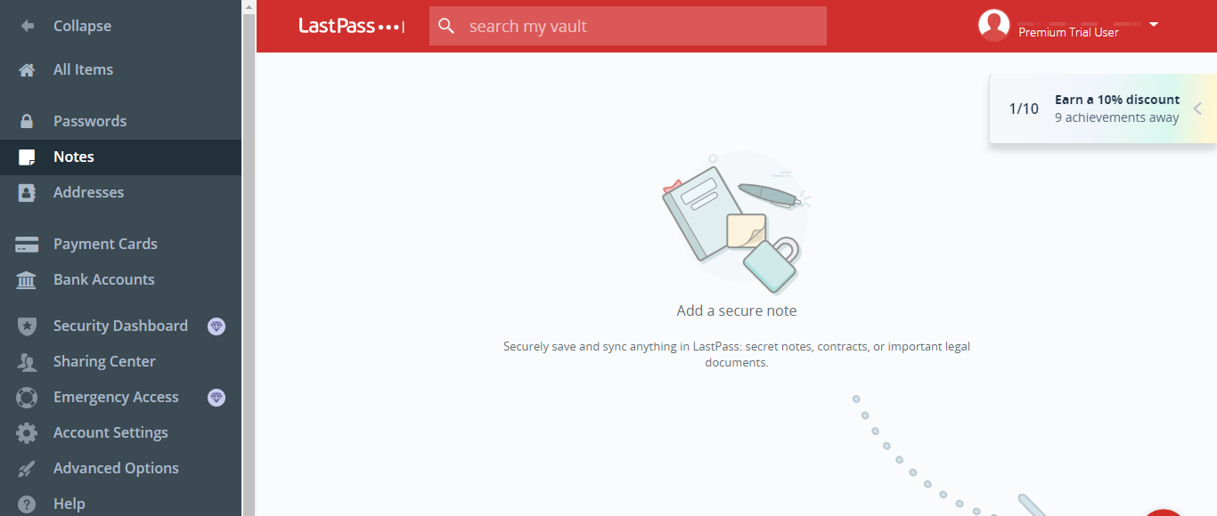 LastPass secure note