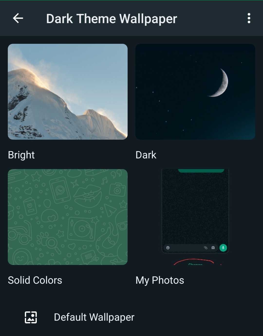 Choose Wallpaper menu