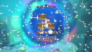 Yoshi completes a level in Yoshi and the Mysterious Book