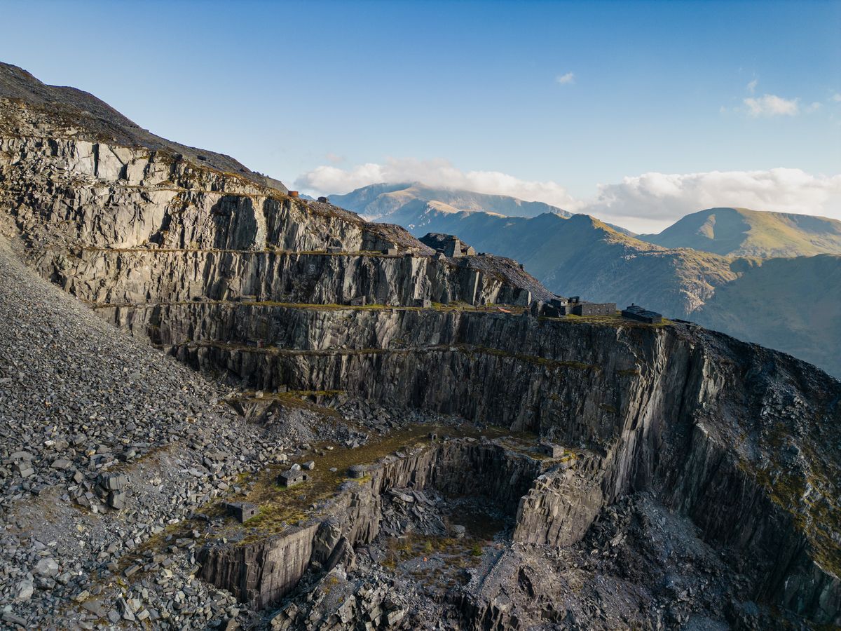 A mountain landscape photographed from a drone