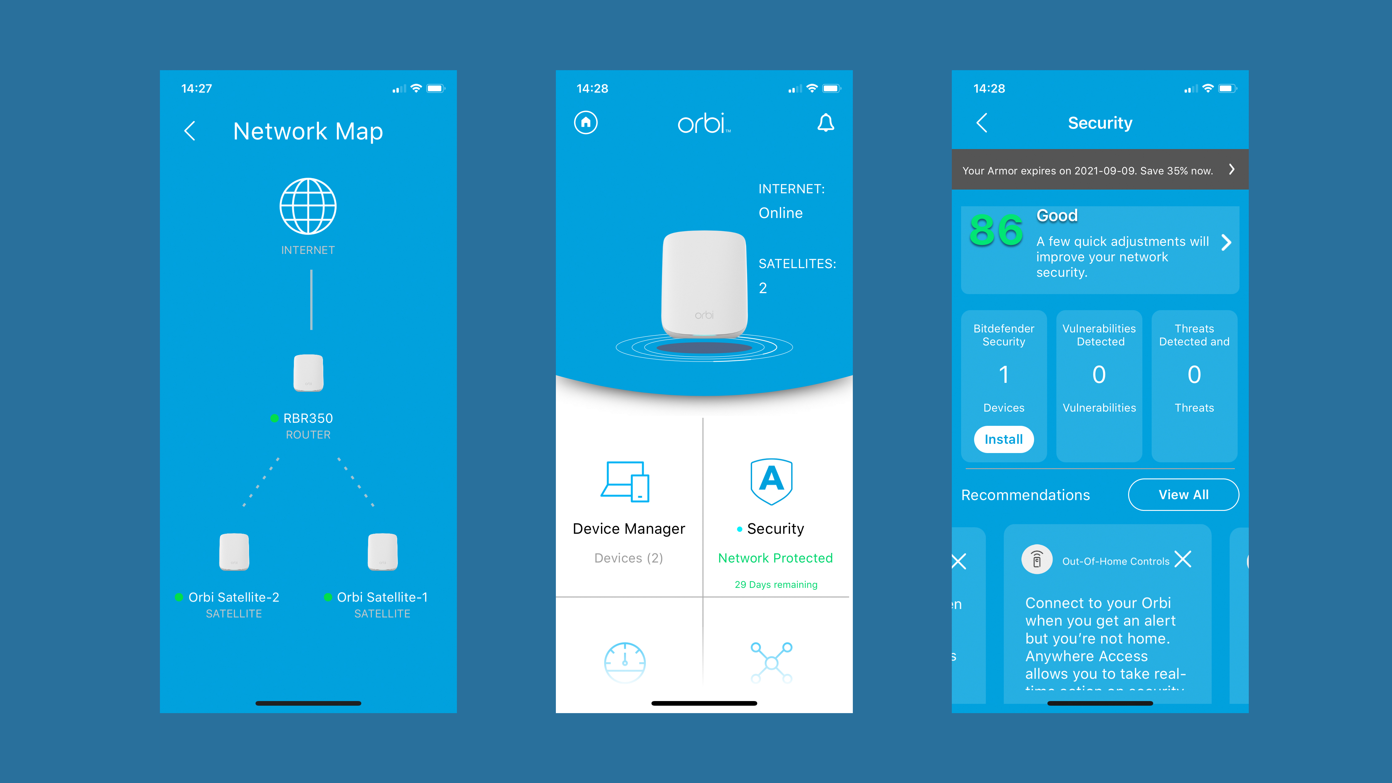 Netgear Orbi RBK353 app screenshots