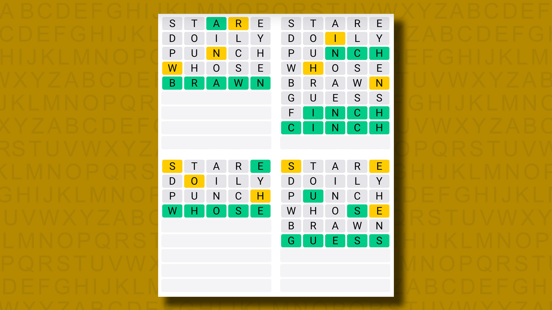 Quordle answers for game 858 on a yellow background