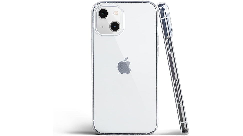 A Totallee Clear iPhone 13 Case against a white background