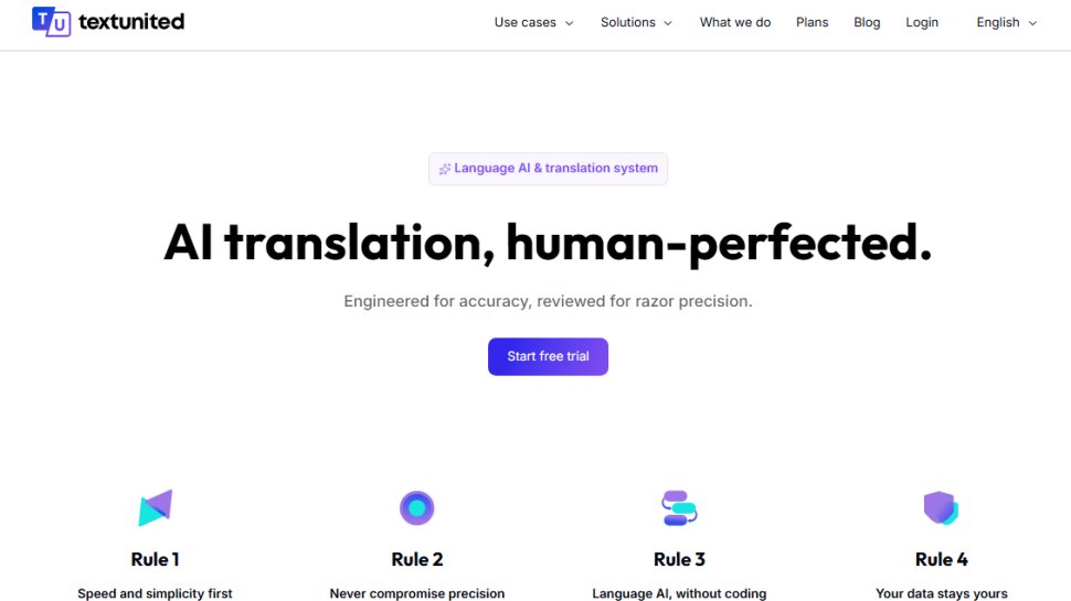 Website screenshot of Text United (November, 2025)