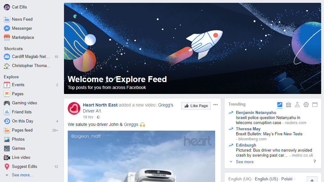 Facebook Explore Feed