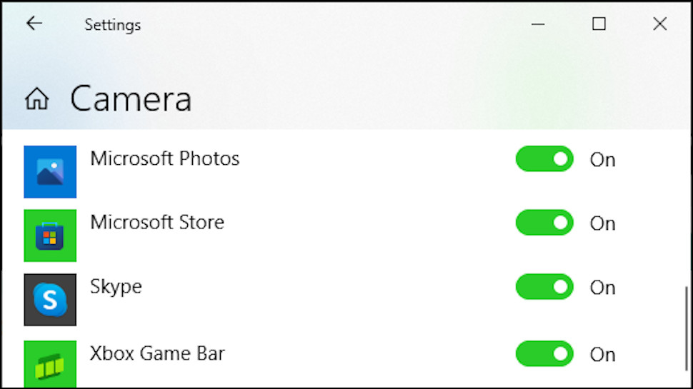 Windows 10 app webcam permissions