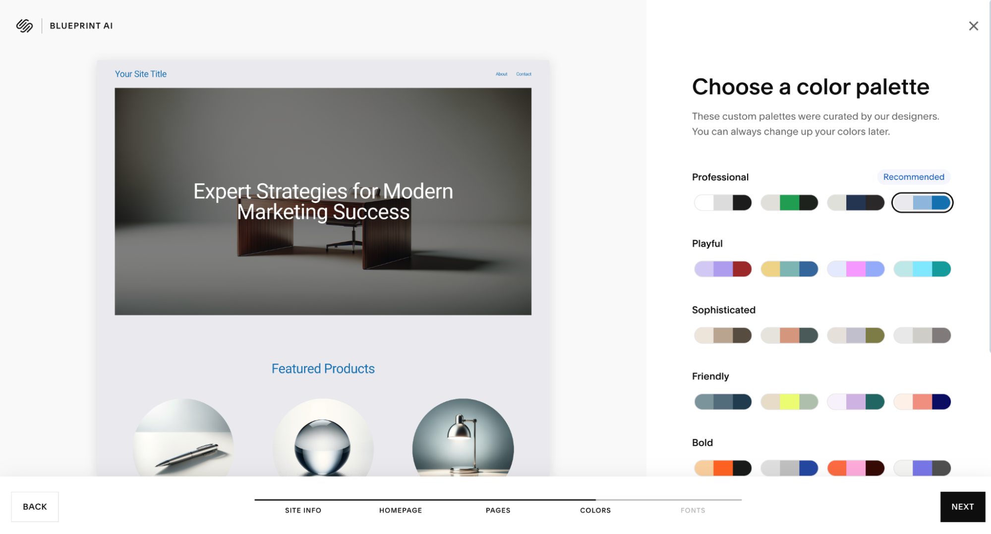 screeshot of the blog making process on squarespace