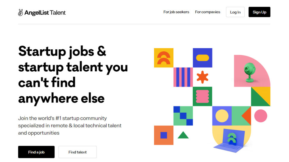 AngelList website screenshot.