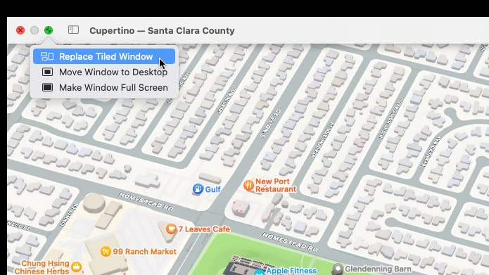 Replacing the tiled window in macOS using Split View.