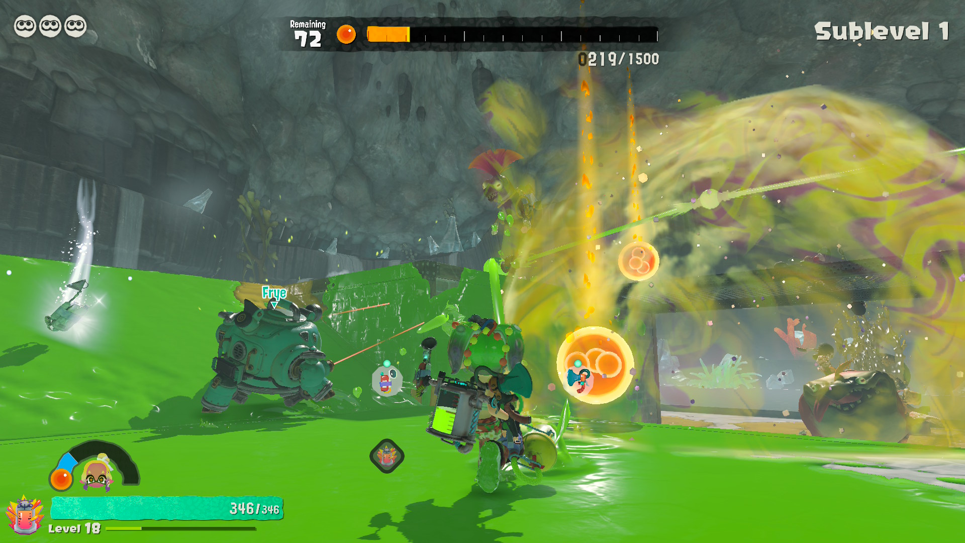 A Splatoon Raiders screenshot taken on Nintendo Switch 2 in handheld mode.