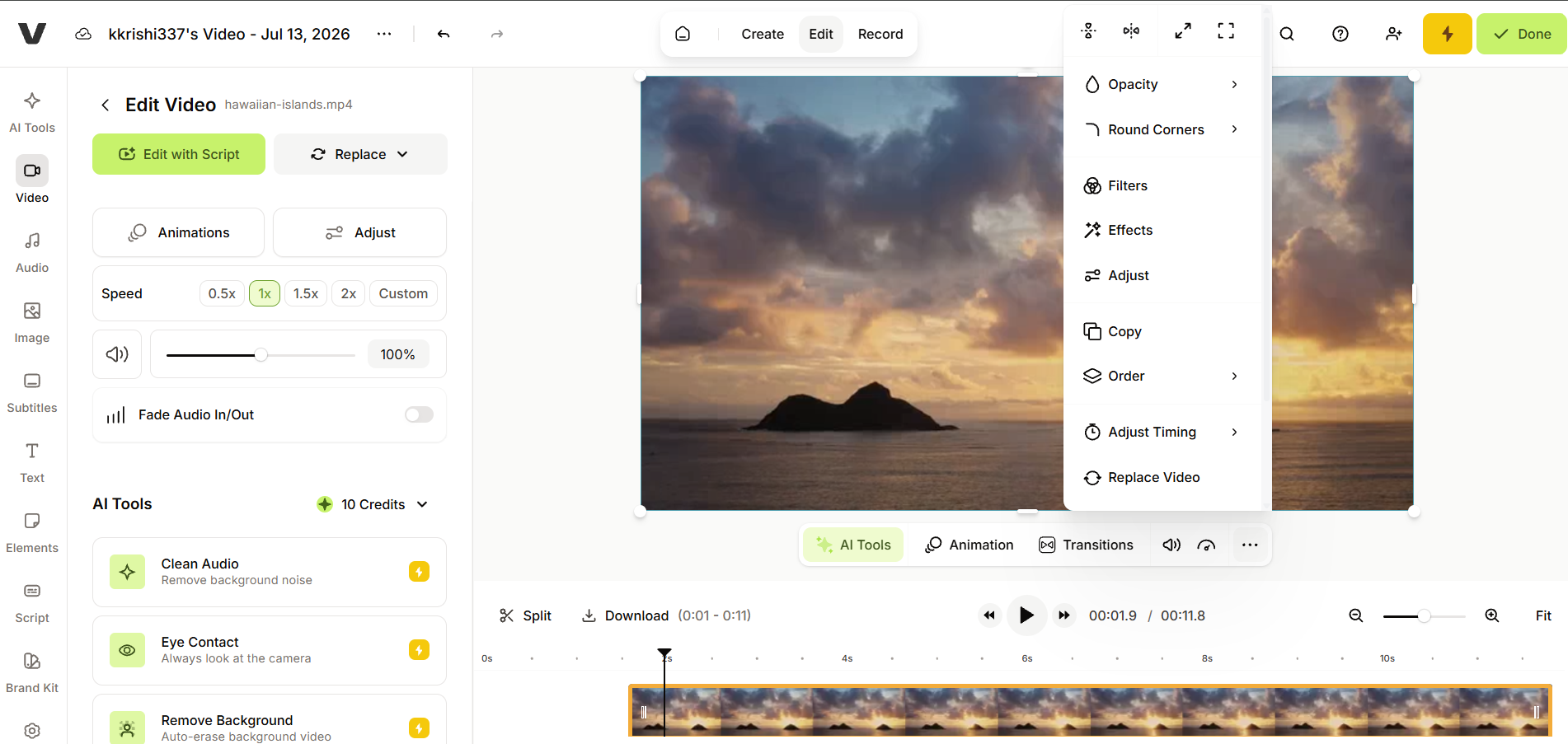 Veed dashboard