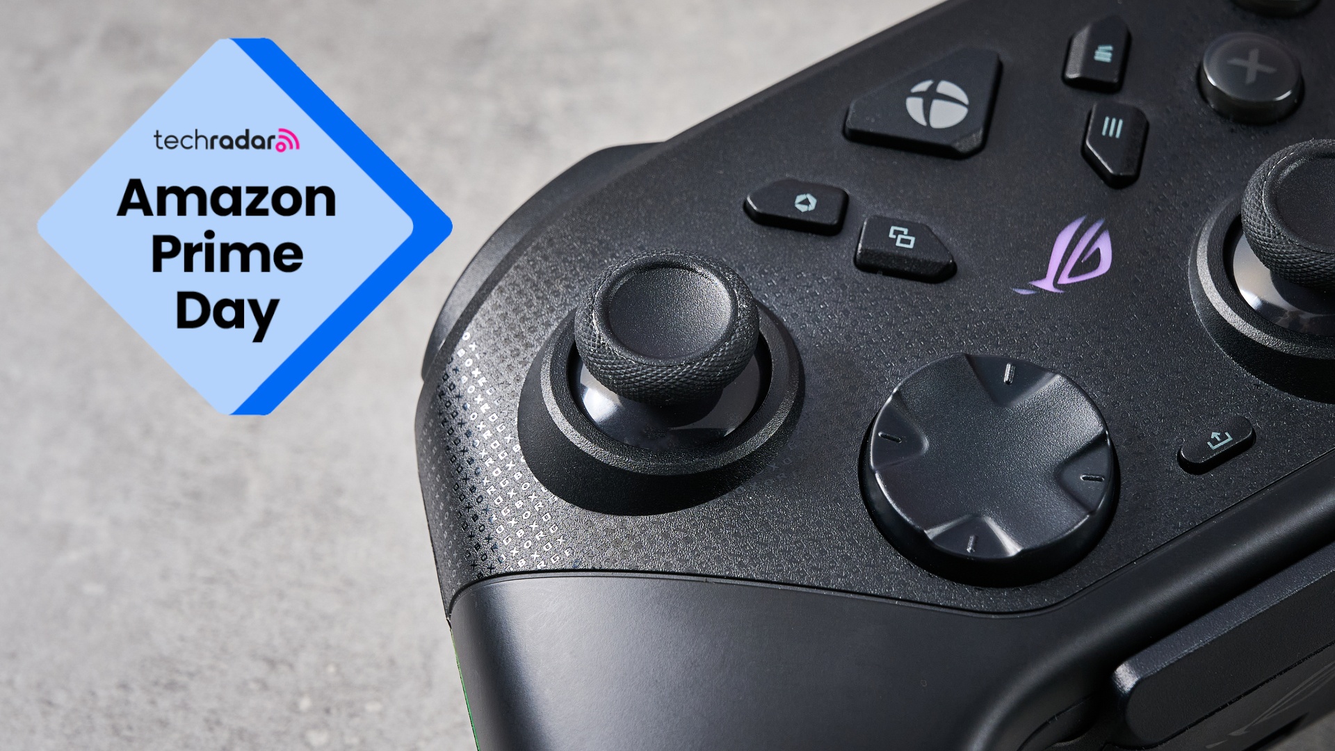 The Asus ROG Raikiri II Xbox Wireless overlaid with a logo that reads 'TechRadar &mdash; Amazon Prime Day'.
