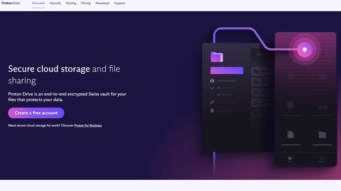Proton Drive website homepage