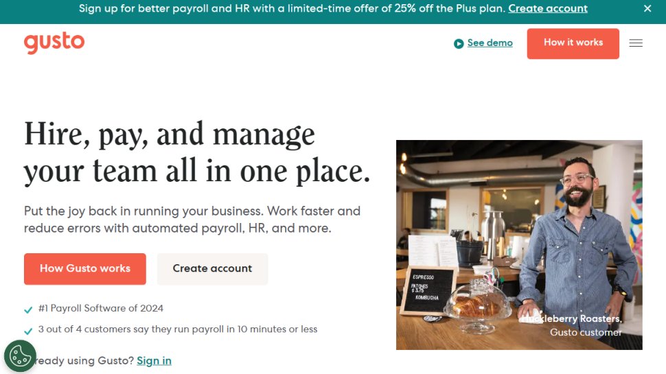 Website screenshot for Gusto