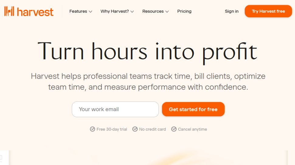 Harvest website screenshot (November 2025).