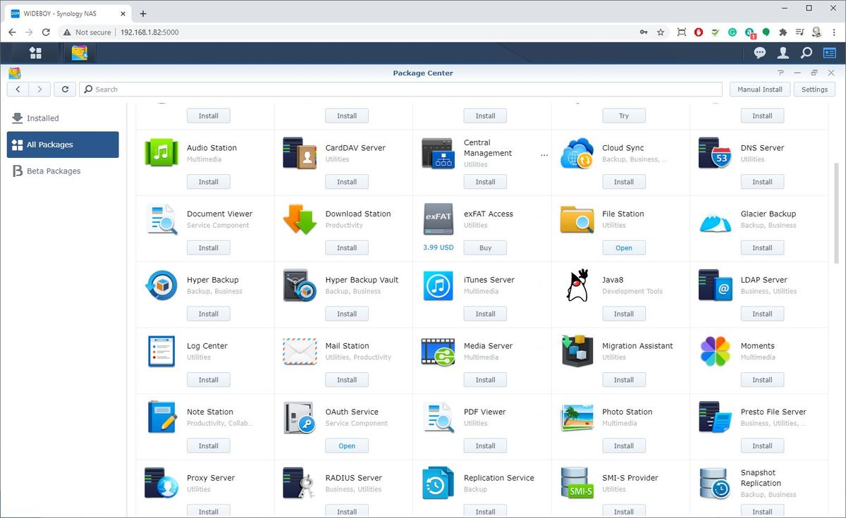 Synology DSM interface