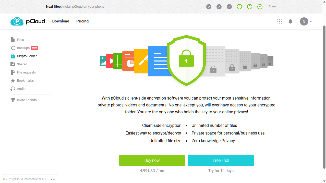 pCloud cloud storage service's pricing plans