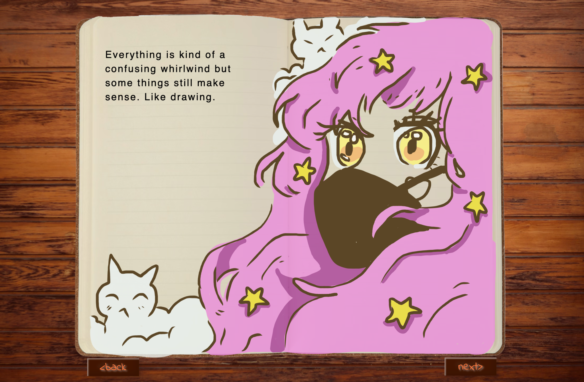 example of illustration used in Hatch Draw womans face with pink hair 
