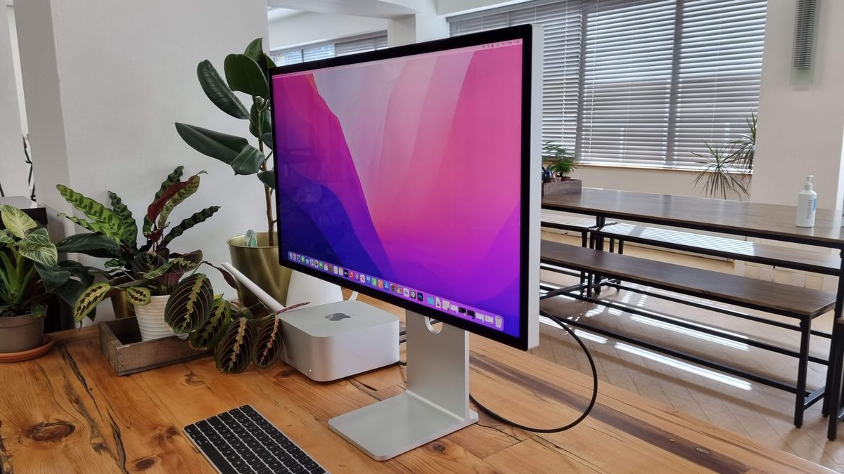 Studio Display on wooden desk