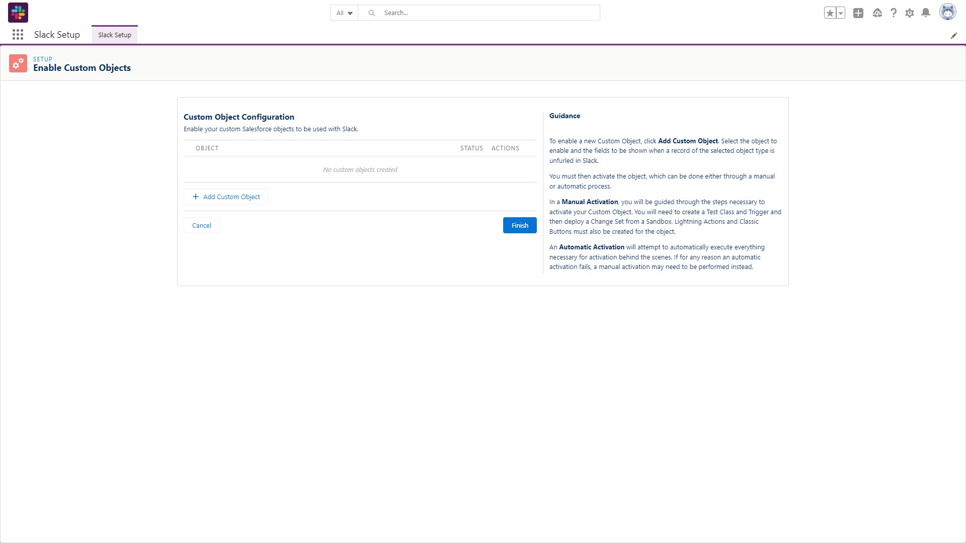 Salesforce slack setup