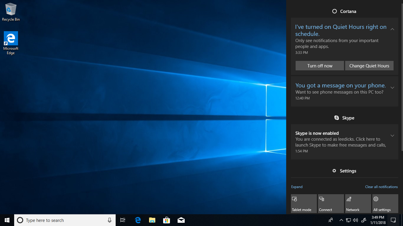 Windows 10 Quiet Hours