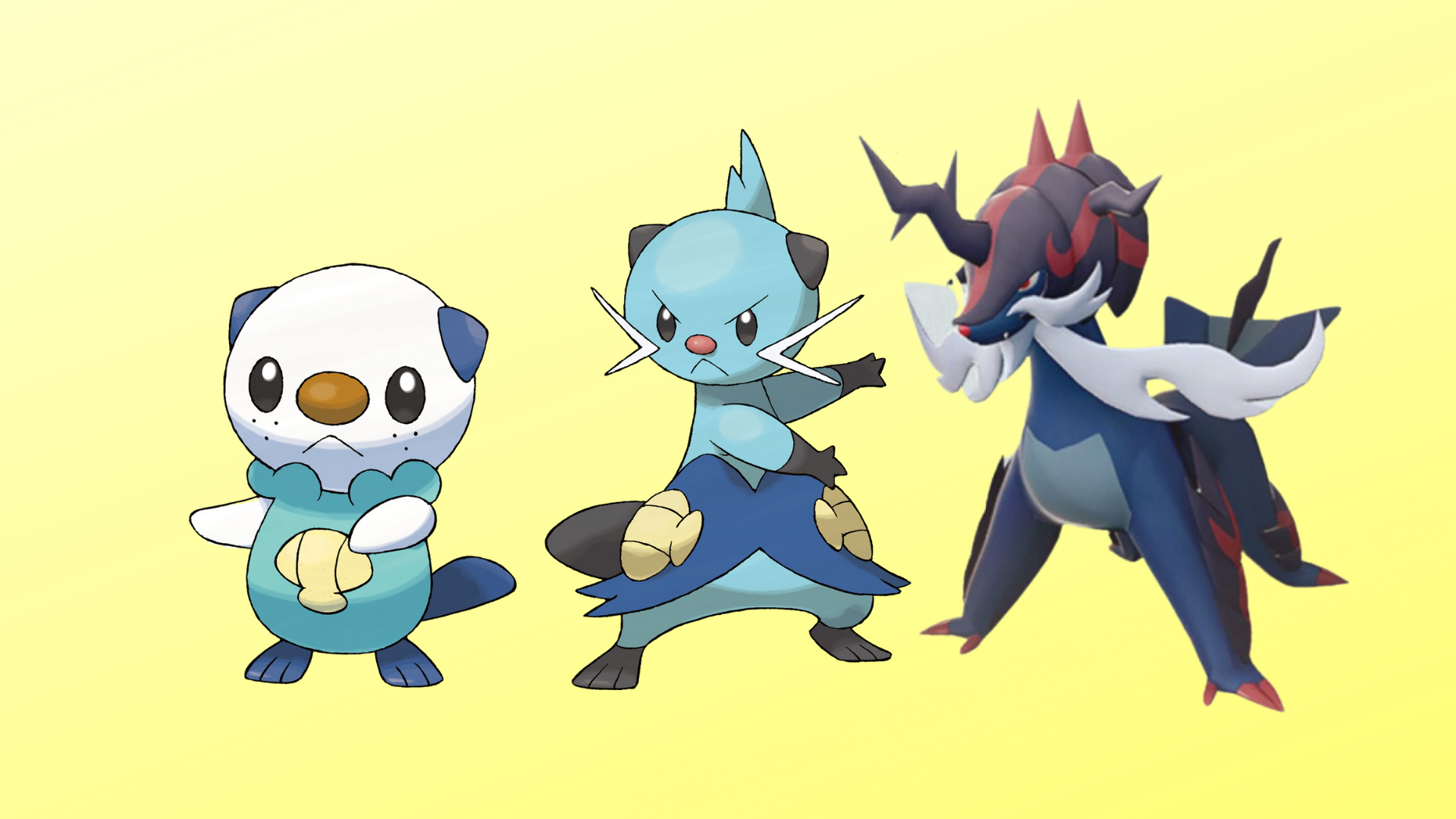 Oshowott's three evolutions in Pokemon Legends Arceus