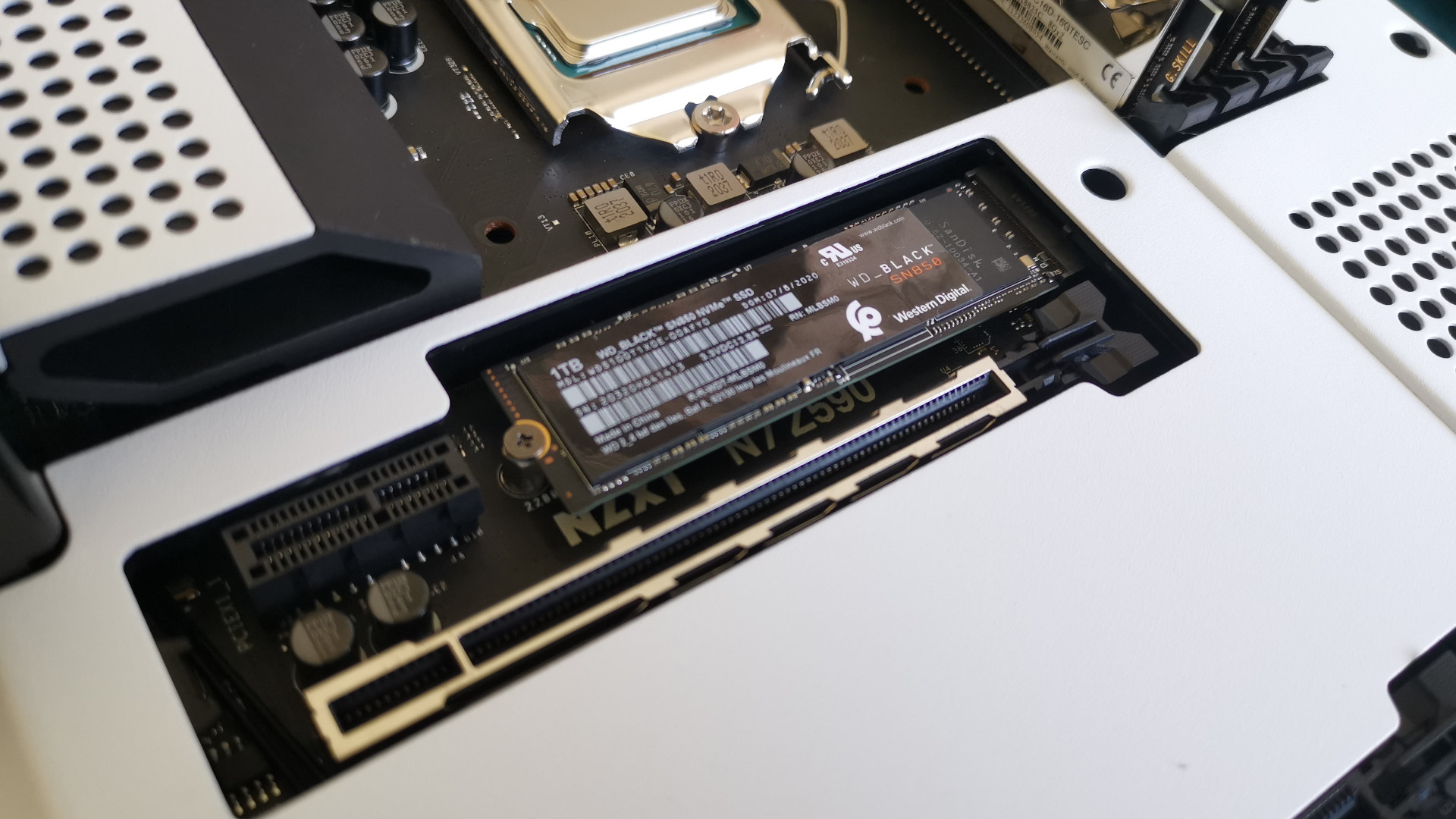 WD Black M.2 SSD installed into the NZXT Z590 motherboard