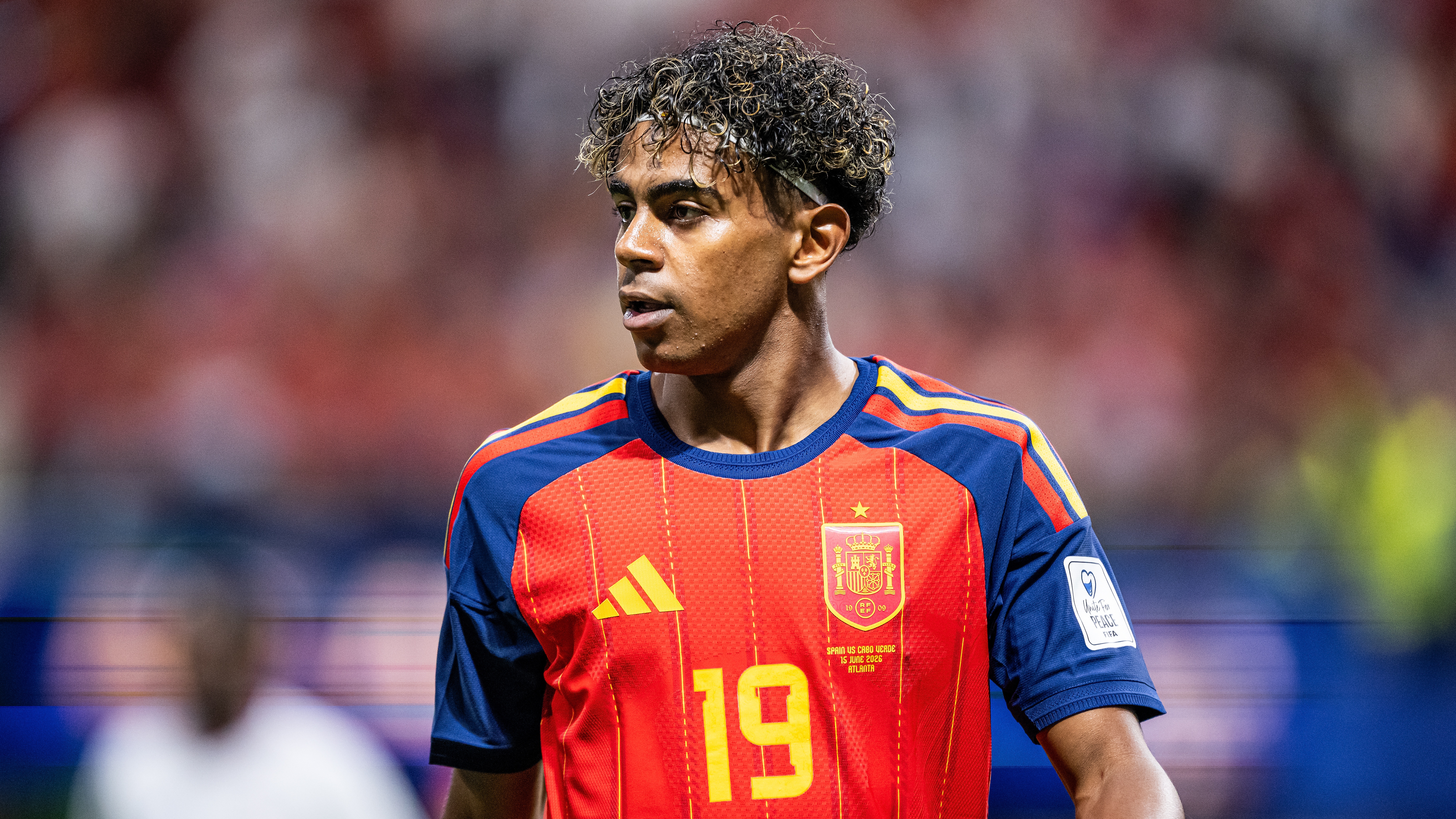 Lamine Yamal of Spain looks on during the FIFA World Cup 2026 Group H match between Spain and Cabo Verde at Atlanta Stadium on June 15, 2026 in Atlanta, Georgia