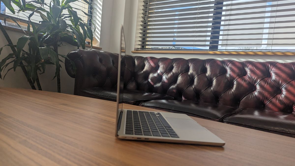 New MacBook Air 13-inch with M3 being used in a cafe