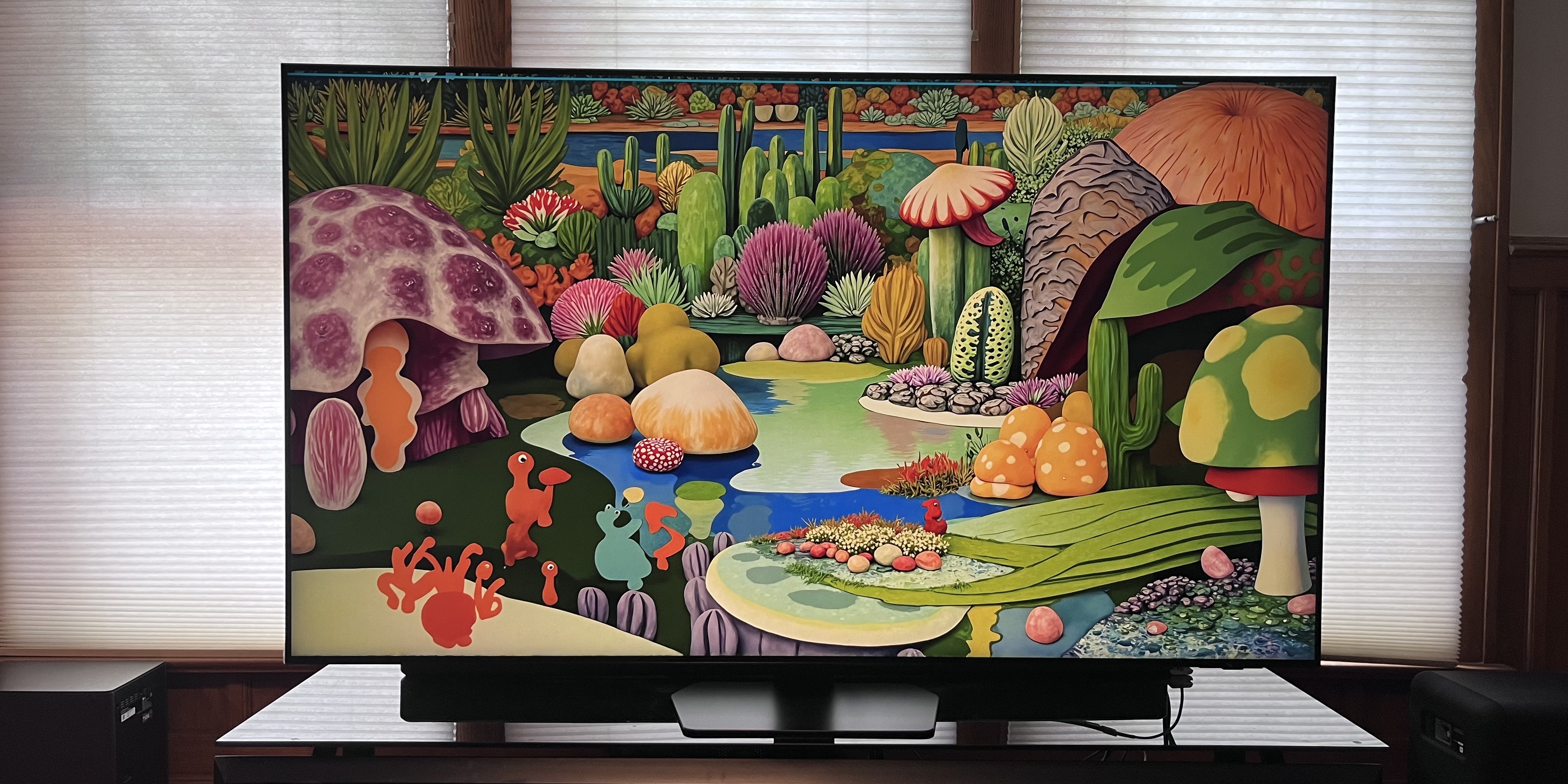 Samsung QN90F showing colorful artwork