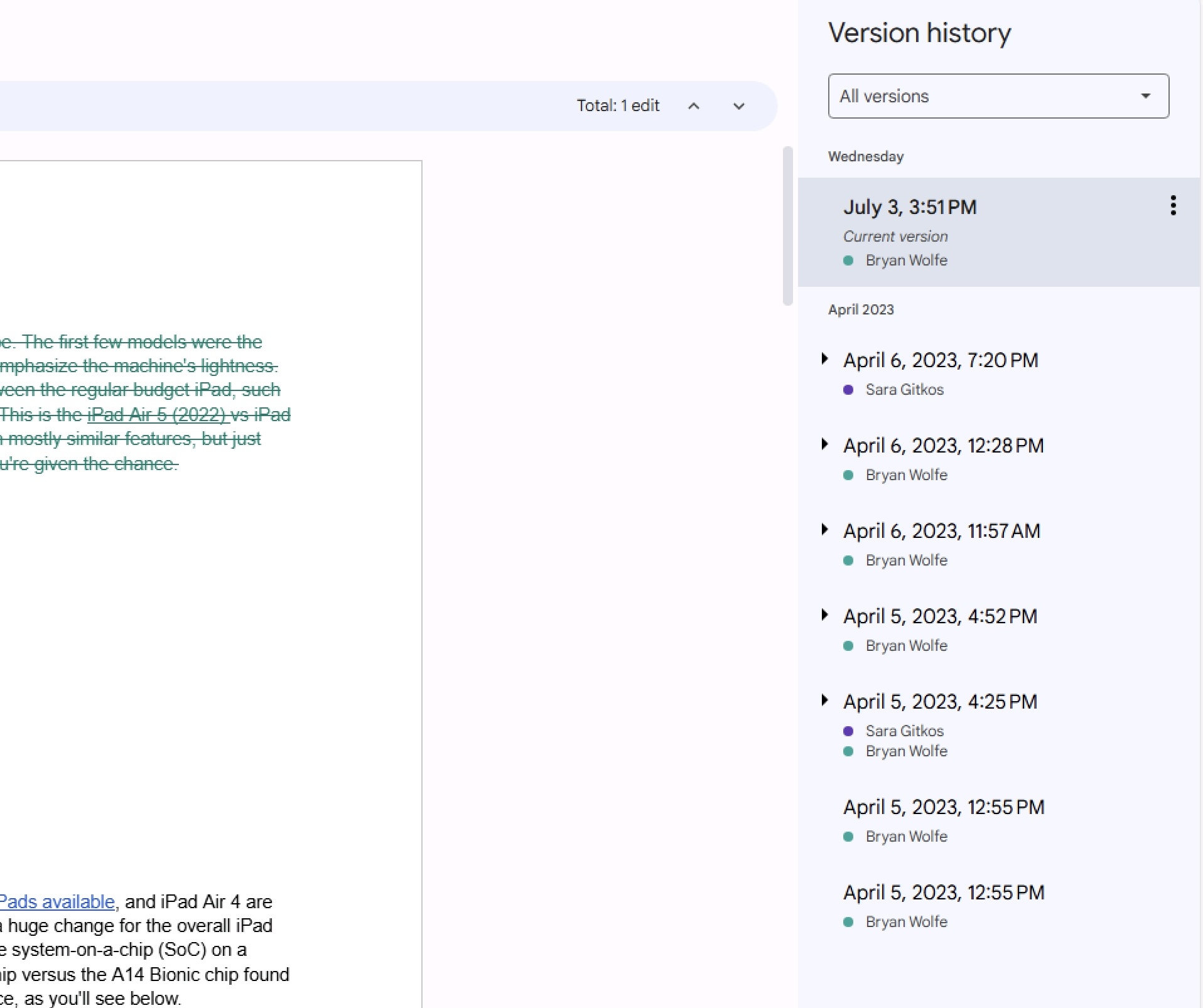 Google Drive versioning