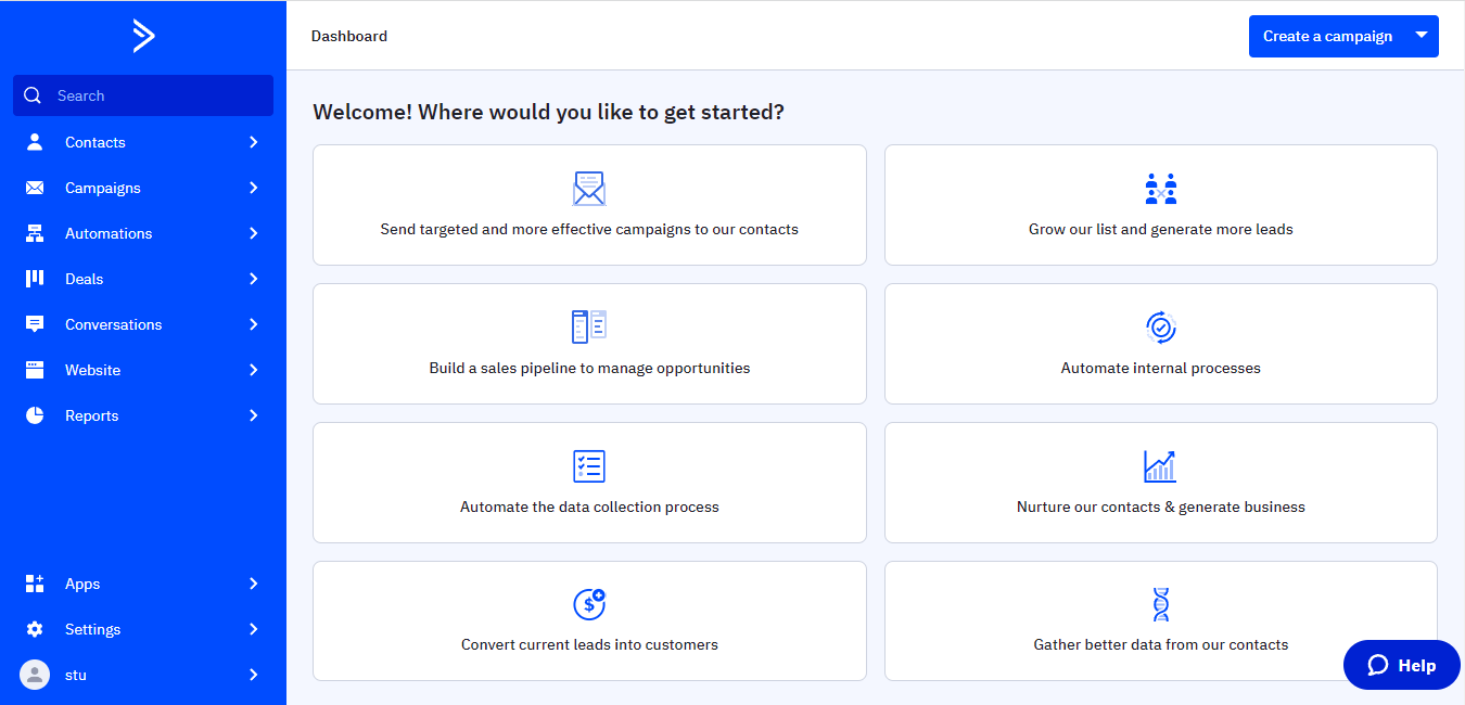 ActiveCampaign dashboard