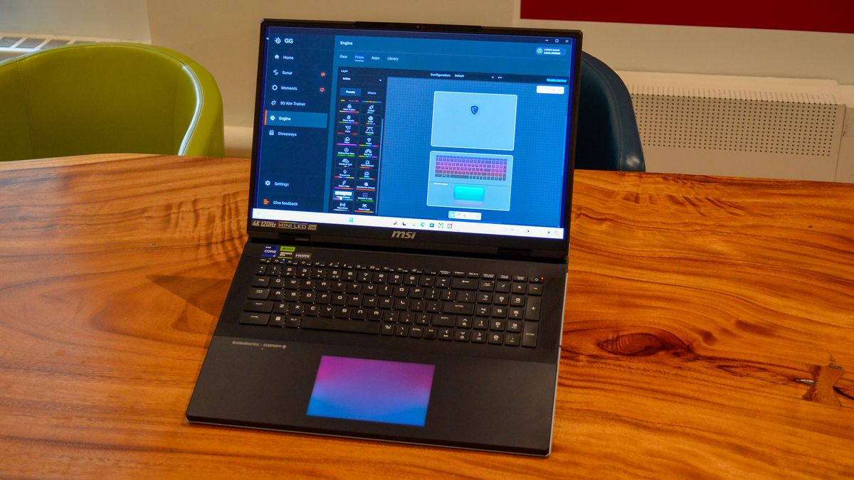 An MSI Titan 18 HX on a table