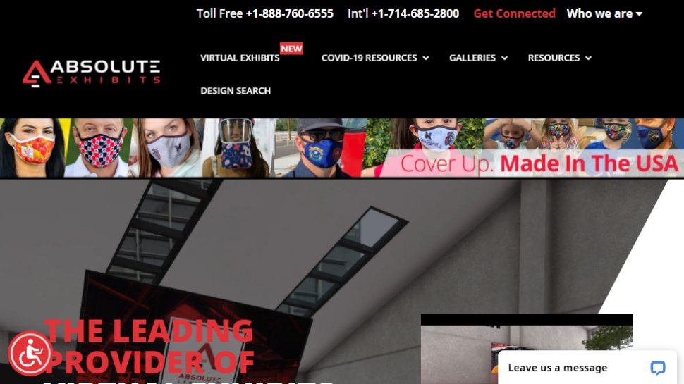 Website screenshot for Absolute Exhibits