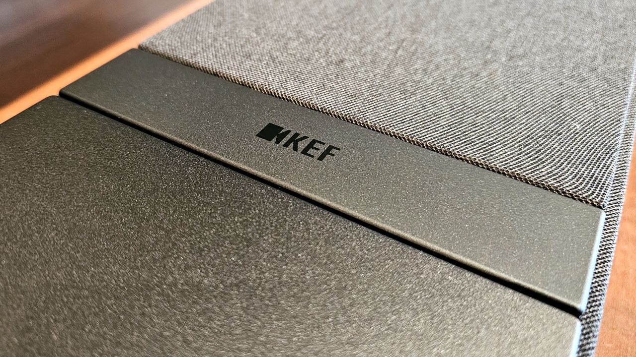 KEF XIO on table. Close up shots showing design features