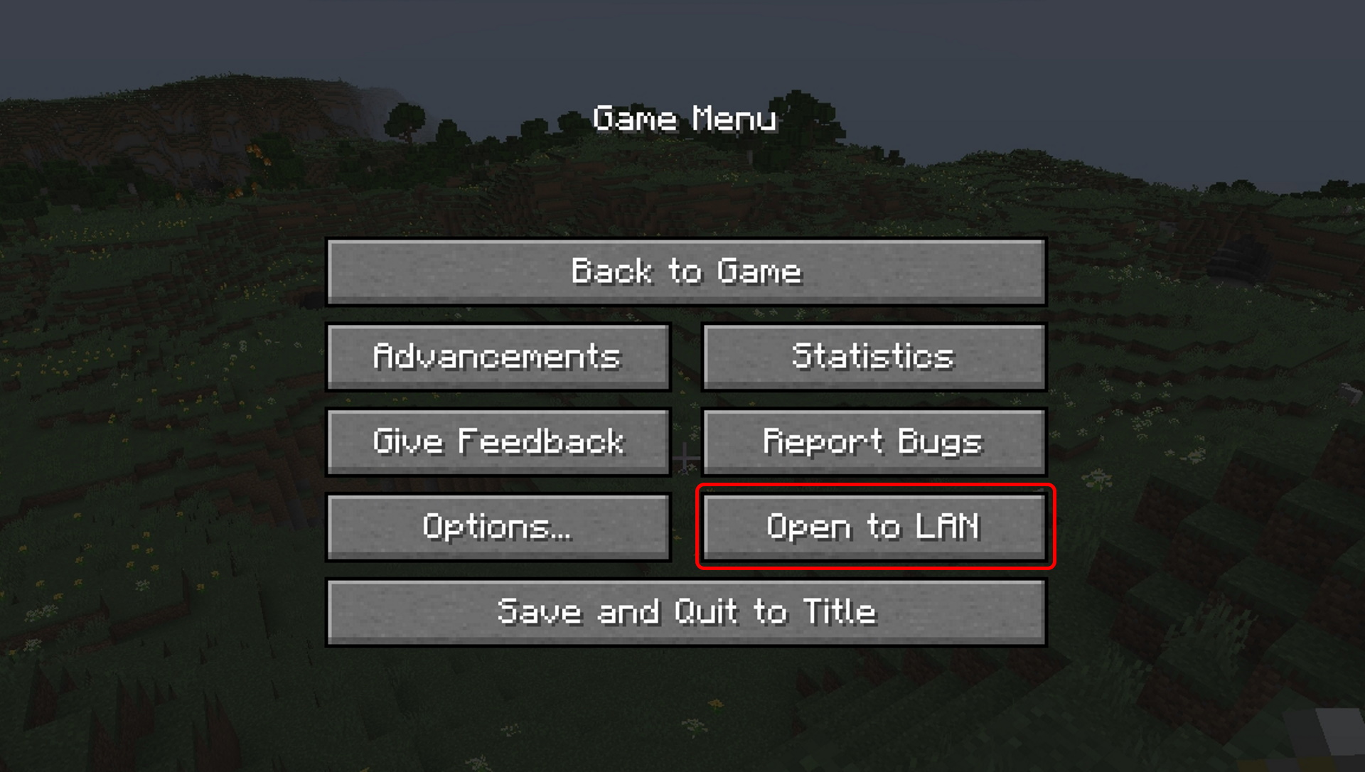 Minecraft cheats: Open to LAN option
