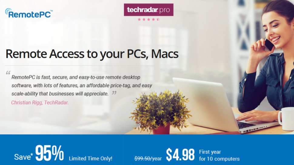 Website screenshot of RemotePC (November, 2025)