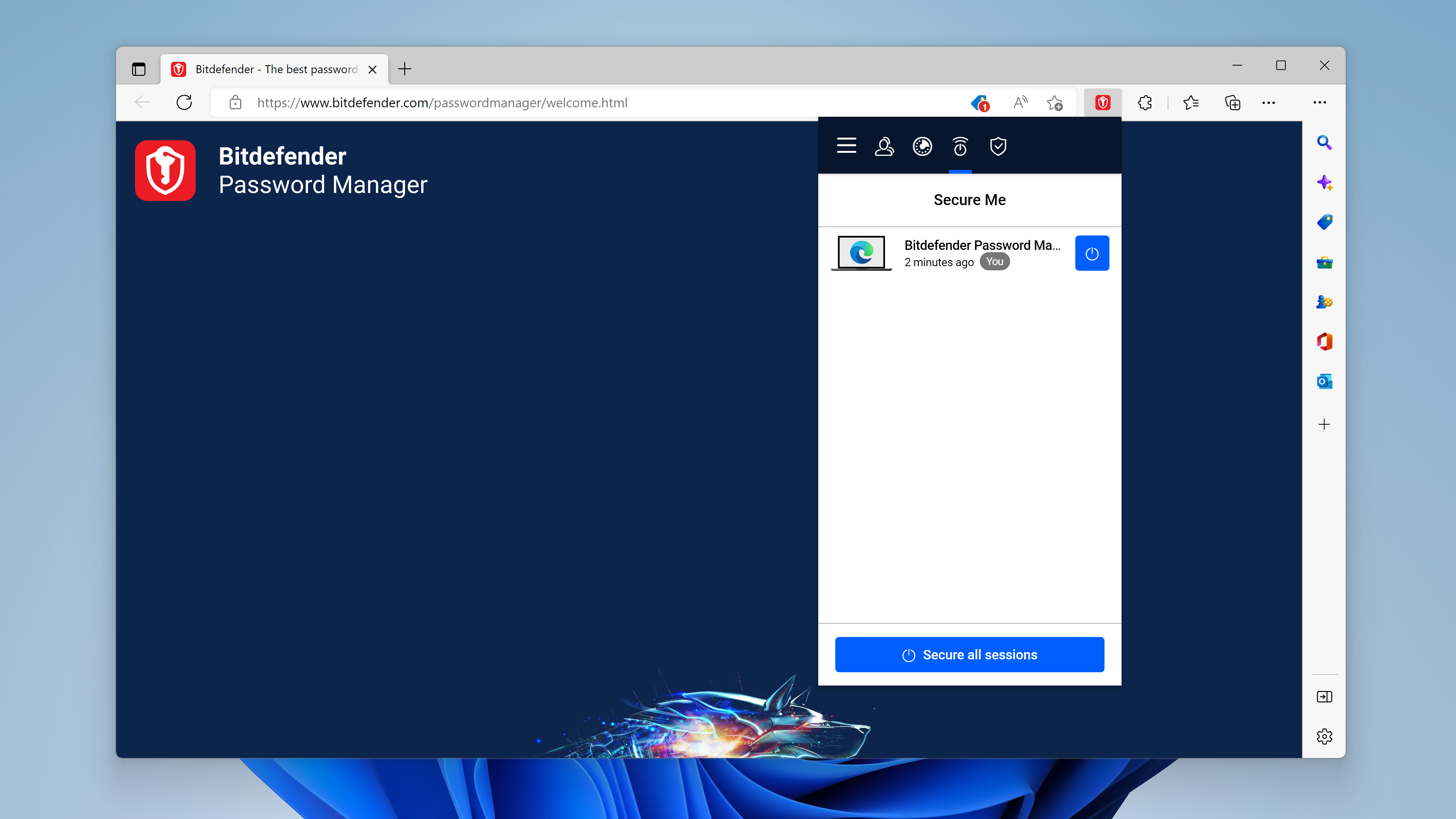 Bitdefender Password Manager securing account